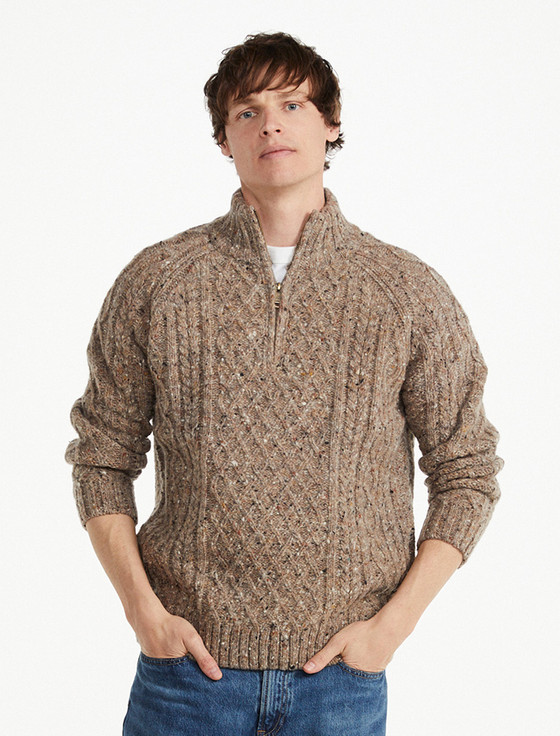 Donegal Aran Troyer Half-Zip Sweater